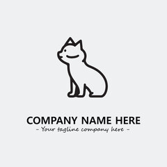 Cat illustration black and white for logo company vector image