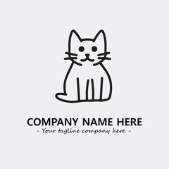 Cat illustration black and white for logo company vector image