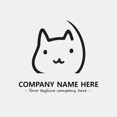 Cat illustration black and white for logo company vector image