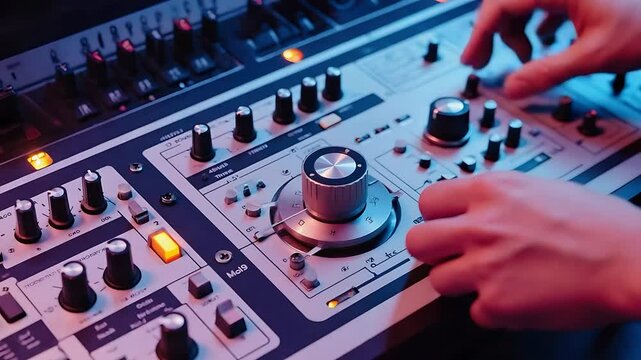 Electronic music gear with colored LED knobs