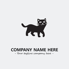 Cat illustration black and white for logo company vector image