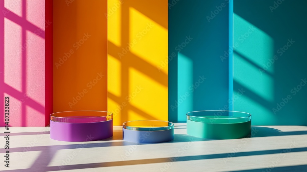 Poster a stylish product presentation is created with a transparent pedestal viewed from the front, placed 
