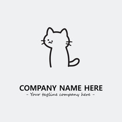 Cat illustration black and white for logo company vector image