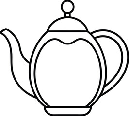 Teapot Double Outline Icon Line Art Drawing Vector | Tea Time, Kitchenware & Minimal Drink Design