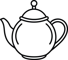 Teapot Double Outline Icon Line Art Drawing Vector | Tea Time, Kitchenware & Minimal Drink Design