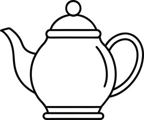 Teapot Double Outline Icon Line Art Drawing Vector | Tea Time, Kitchenware & Minimal Drink Design