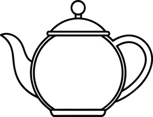 Teapot Double Outline Icon Line Art Drawing Vector | Tea Time, Kitchenware & Minimal Drink Design