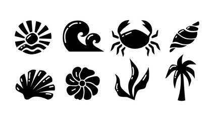 Sea Silhouette Set Inspired by Coastal Nature and Ocean Life