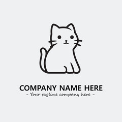Cat illustration black and white for logo company vector image