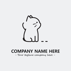 Cat illustration black and white for logo company vector image