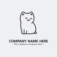 Cat illustration black and white for logo company vector image