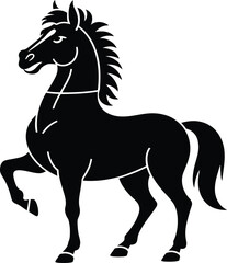Black and White Horse Silhouette Illustration

