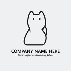 Cat illustration black and white for logo company vector image