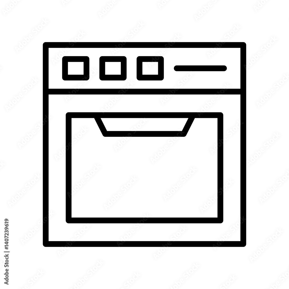 Aufkleber minimalist oven icon with control buttons and handle - flat icon for apps and websites