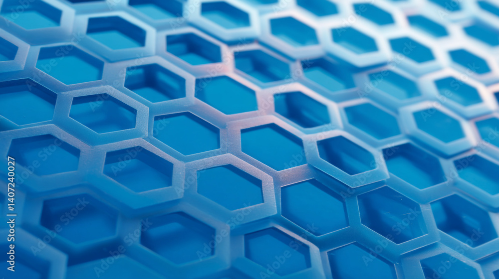 Aufkleber close up of a blue honeycomb pattern with silver outlines creating a futuristic design texture effec