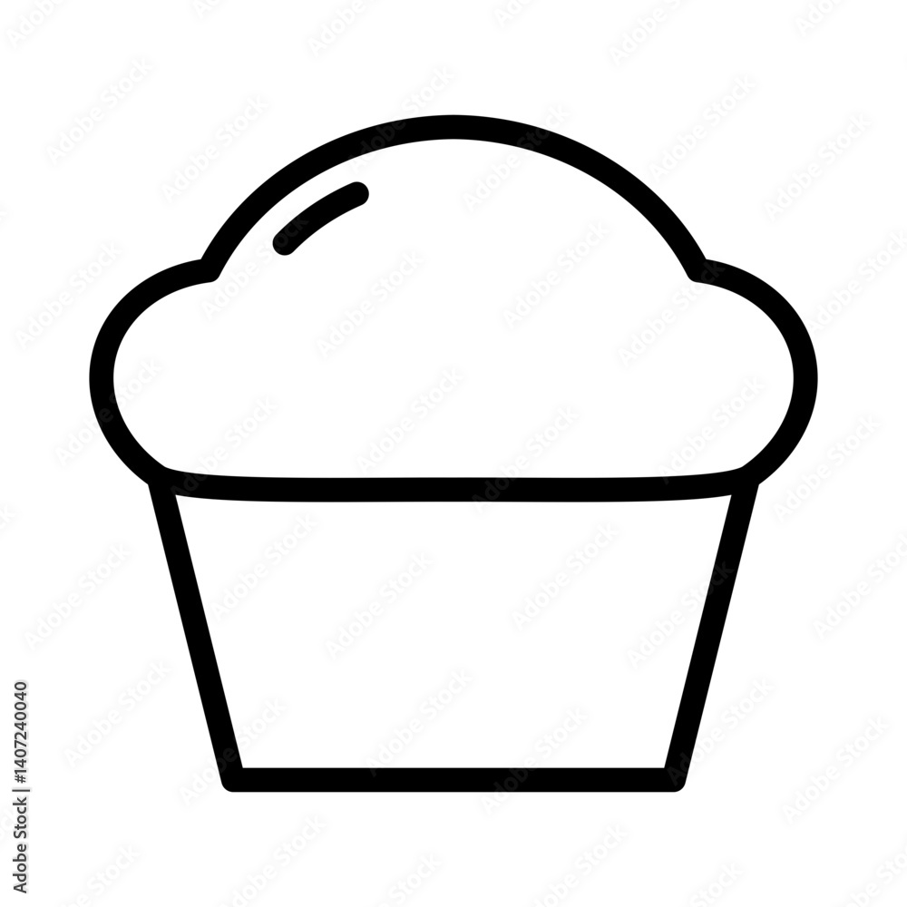 Poster minimalist cupcake icon with rounded top and wrapper - flat icon for apps and websites