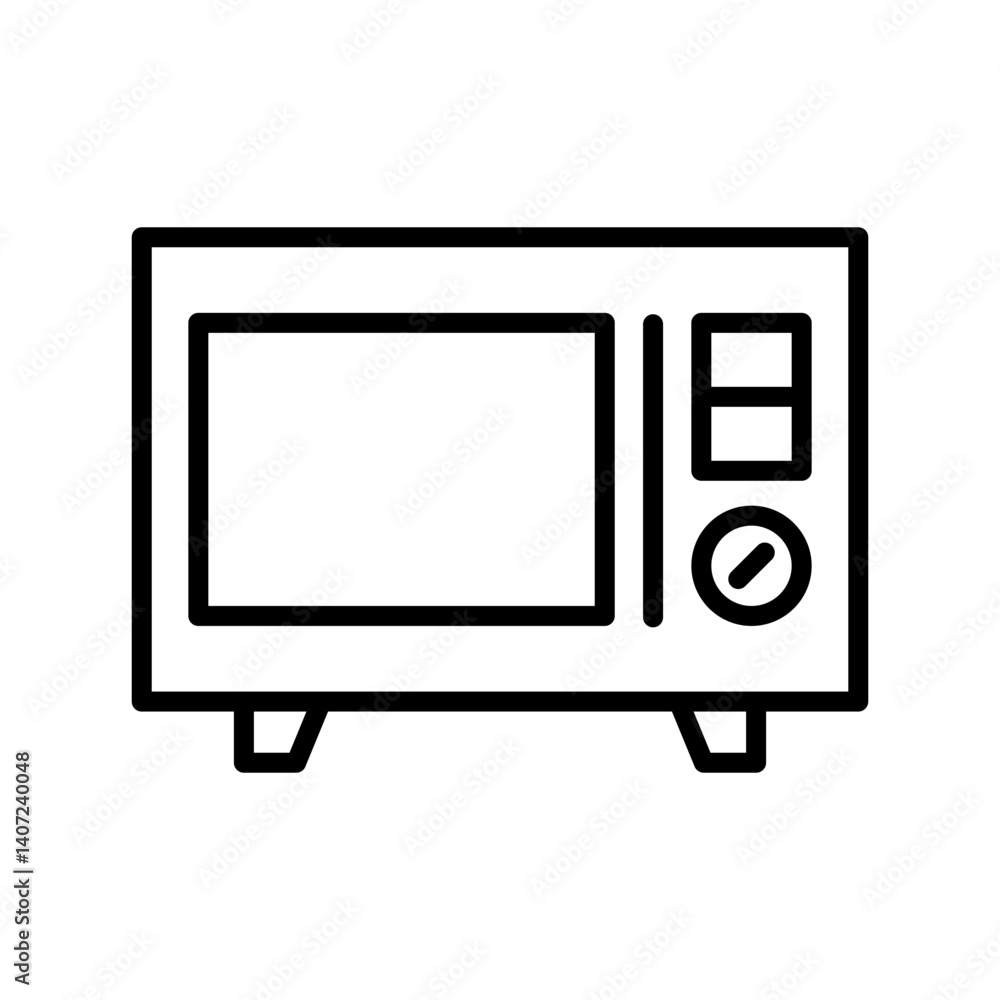 Poster minimalist microwave oven icon with window and control panel - flat icon for apps and websites