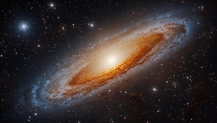 Fototapeta premium A galaxy with a bright center surrounded by rings of gas and stars.