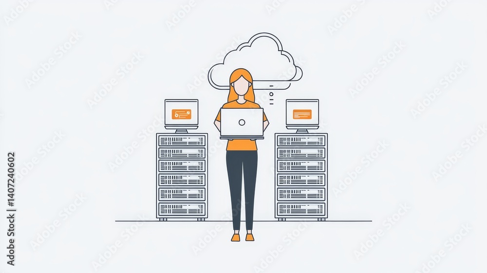 Poster software as a service, or saas, is a concept being utilized by a businessman, who is accessing cloud