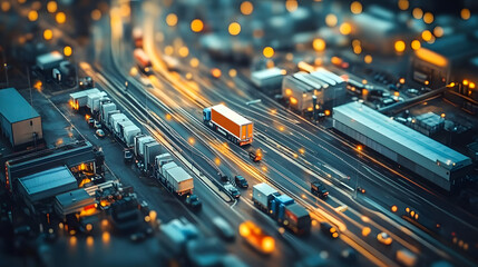 Digital representation of smart logistics with trucks and gps for efficient fleet management