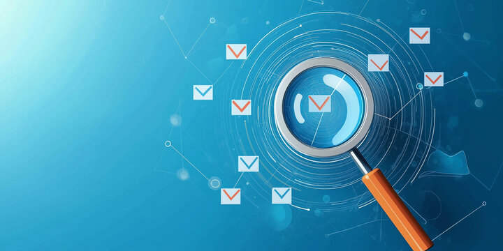 Magnifying Glass Over Target in Strategic Planning for Business Goals