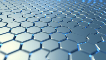 Fototapeta premium Abstract blue 3D hexagon form a geometric pattern wallpaper