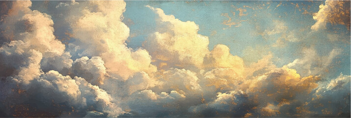 vector illustration of cloud sky in style of renaissance oil painting on canvas