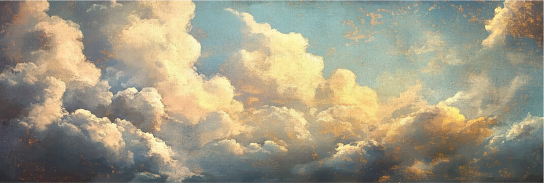 vector illustration of cloud sky in style of renaissance oil painting on canvas