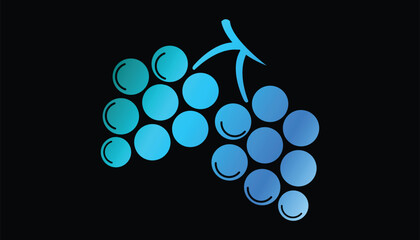 vector image of a beautiful and attractive gold colored fresh grape logo on a black and white background