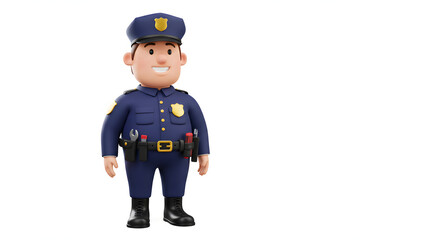 Friendly Cartoon Police Officer 3D Render Law Enforcement Security Safety