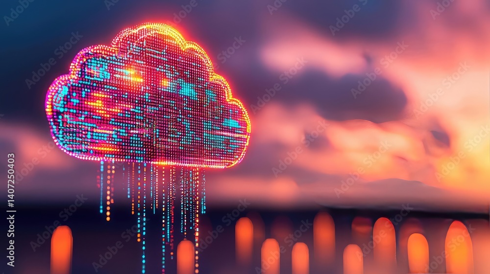 Poster cloud ai for medical data technology and secure future concept. a futuristic cloud symbolizing digit