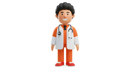 Friendly Cartoon Doctor 3D Render Healthcare Medical Hospital