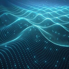 Fond ondul&eacute; 3D avec effet de vague. Surface en grille avec particules.