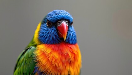 Fototapeta premium Vibrant Rainbow Lorikeet Portrait Close up of Colorful Australian Parrot