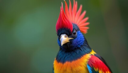 Fototapeta premium Vibrant Himalayan Monal Pheasant Portrait Colorful Bird Vivid Plumage Wildlife Photography