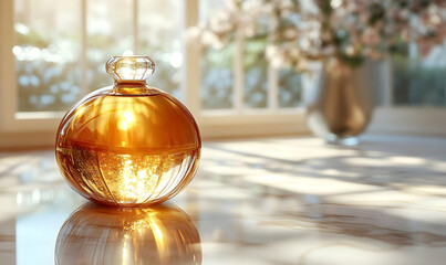 Amber orb abstract background soft focus bokeh