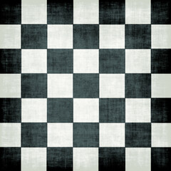 Fototapeta premium Black and white grunge checkerboard pattern with distressed texture and rough edges. Bold, vintage abstract background ideal for posters, packaging, wallpapers, branding, and edgy graphic design.