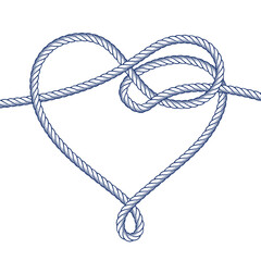 Monoline nautical rope heart frame. Vector sketch illustration. Design element for banner, poster, print, card, label © Qualit Design