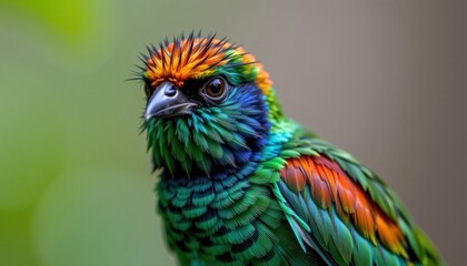 Fototapeta premium Vibrant Guianan Cock of the rock Bird Close up Vivid Plumage Rainforest Wildlife