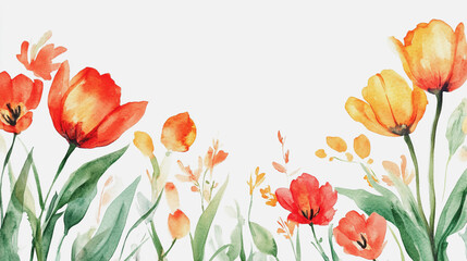 Fototapeta premium Elegant wedding invitation card background . Minimal hand painted watercolor botanical flowers texture template background. Design for wedding, vip cover, poster, rsvp moderncard.Valentine's Day