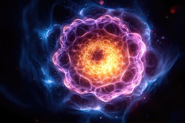 Obraz premium Abstract energy sphere with swirling patterns of vibrant colors