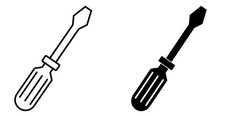 Screwdriver Icon Outline Glyph Style - Tool, Repair, Construction, Maintenance