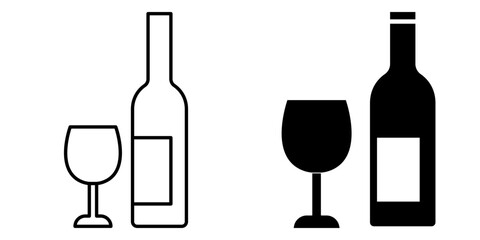 Wine Icon in Outline and Glyph Style