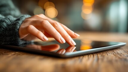 A focused professional using a tablet for strategic branding and marketing