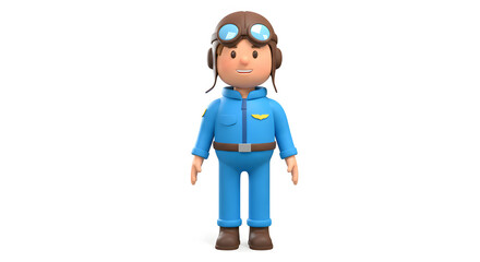 Adorable 3D Cartoon Pilot Child Aviator Happy Kid Flying Dream