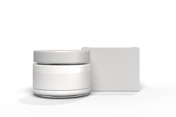 Mockup Cream Jar container with cardboard paper packaging boxes isolated on background. Design template cosmetic for Ads serum, essential oil, treatment, gel, lotion, skin care, makeup, healthcare