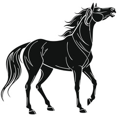 silhouette horse image on white background


