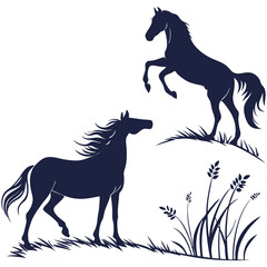 silhouette horse image on white background


