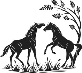 silhouette horse image on white background


