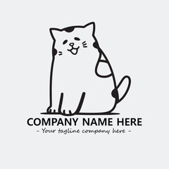 Cat illustration black and white for logo company vector image
